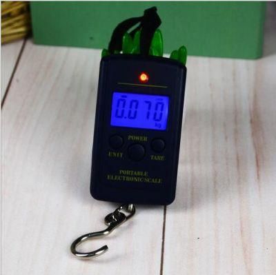 Portable Mini Hang Luggage Scale 40kgs with Hook, Blue Light