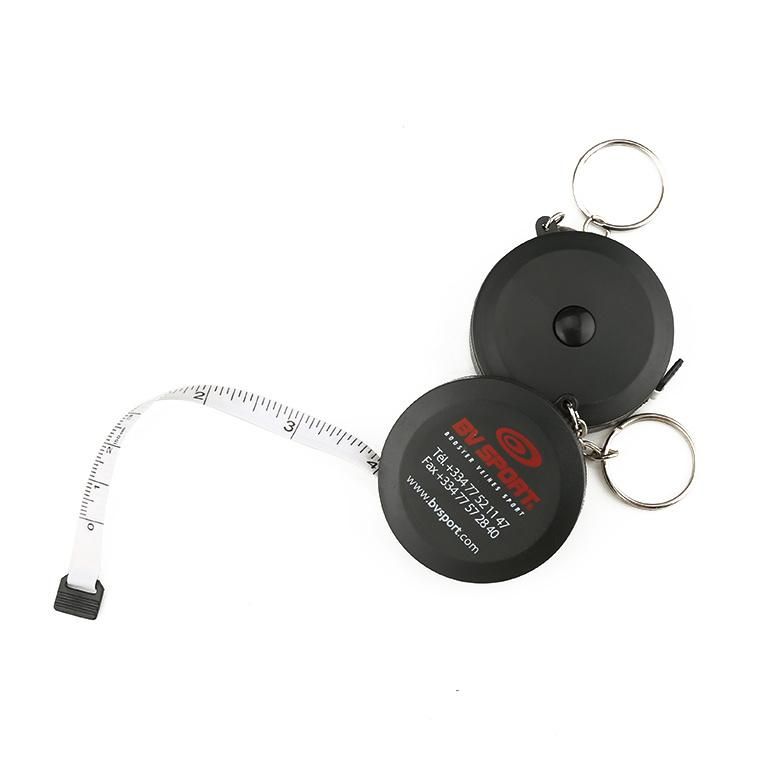 1.5 Meters Black Mini Retractable Custom Tape Measure Keychain