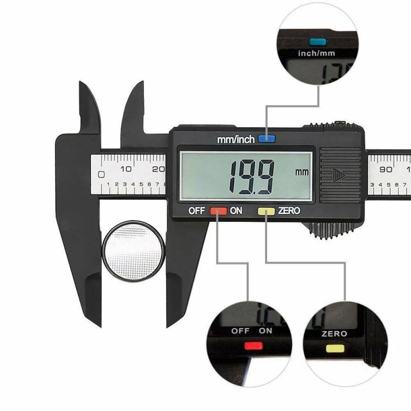 Digital Vernier Caliper Electronic Gauge 150mm 6inch Carbon Fiber Micrometer