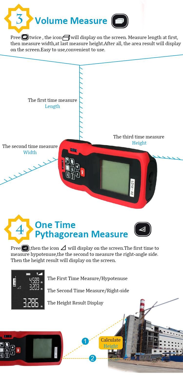 Laser Measure Distance Meter Ranging to 100m