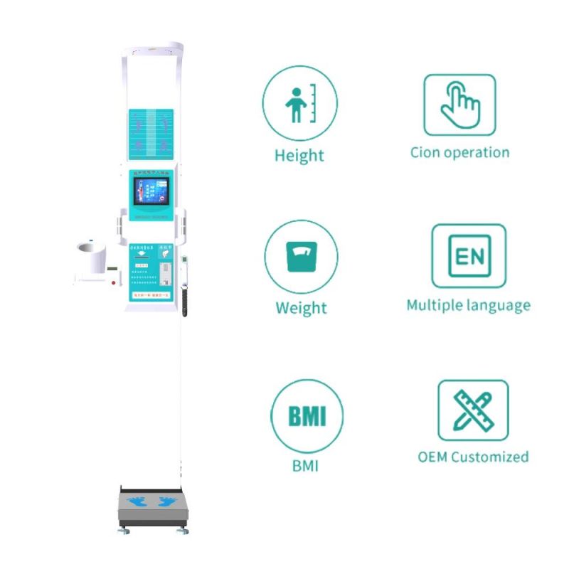 Coin Operation Height and Weight Scale with Fat and Blood Pressure and 10 Inch Touch Screen for Hospital