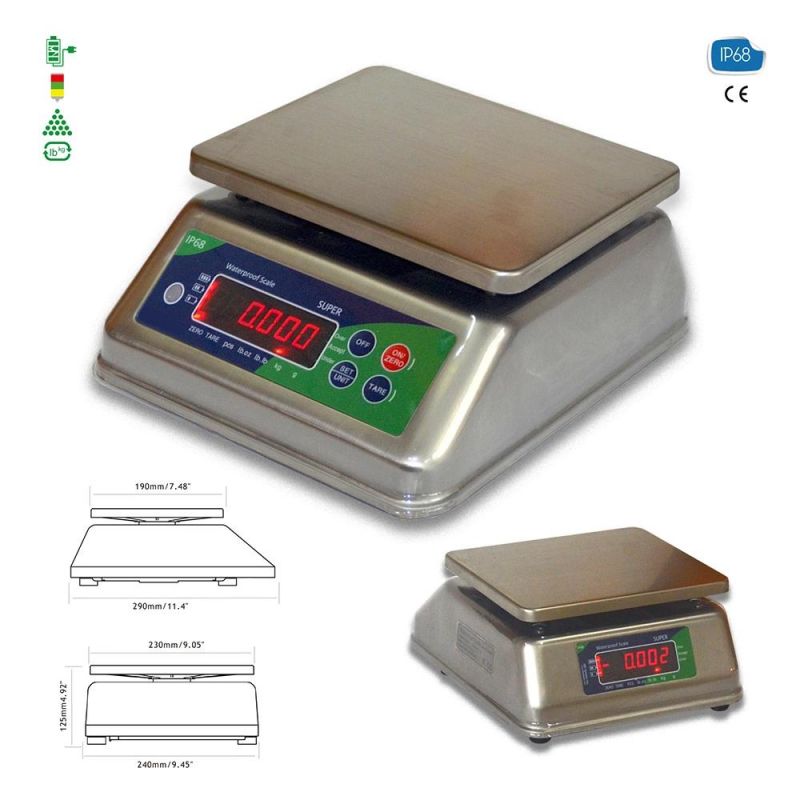 Super 3 6 15 30 Kg Best Stainless Steel Waterproof Digital Weigh Scale