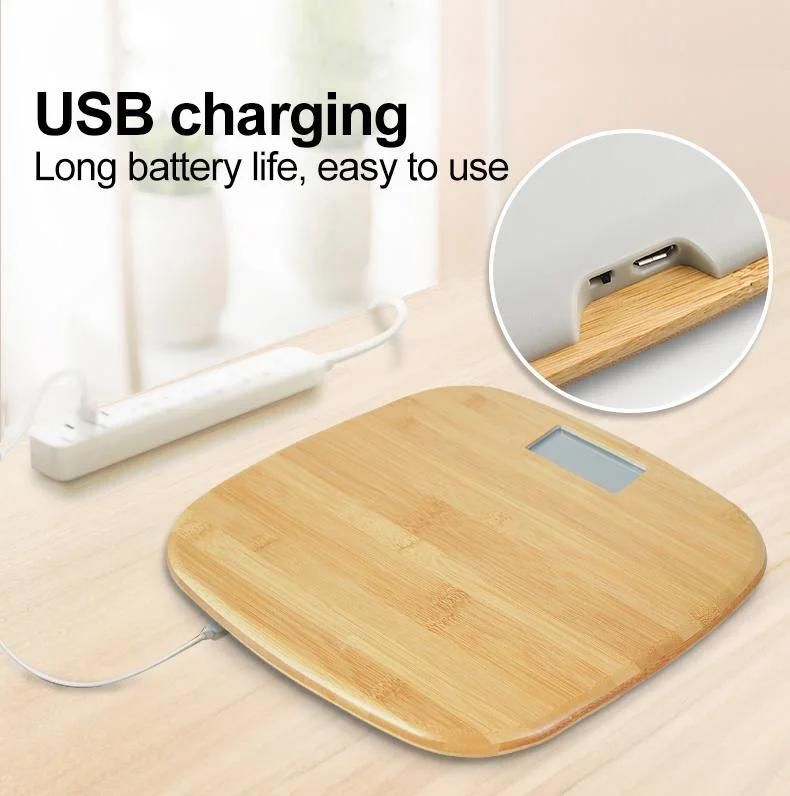 USB Charge Eco-Friendly Bamboo Body Scale