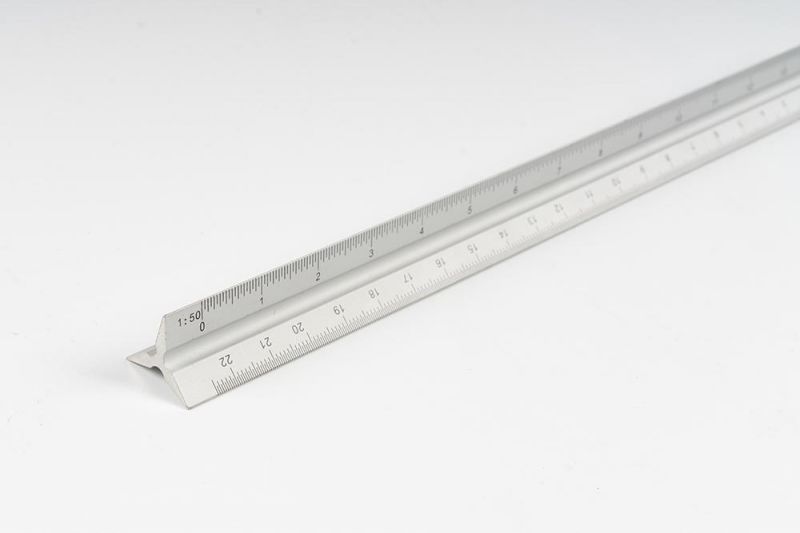 12" 300mm Aluminum Alloy Triangular Scale Ruler