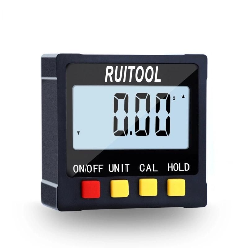 Ruitool′s New Digital Display Inclinometer 4*90 Degree Large-Screen Protractor Plastic Electronic Angle Ruler Is Magnetic on All Sides