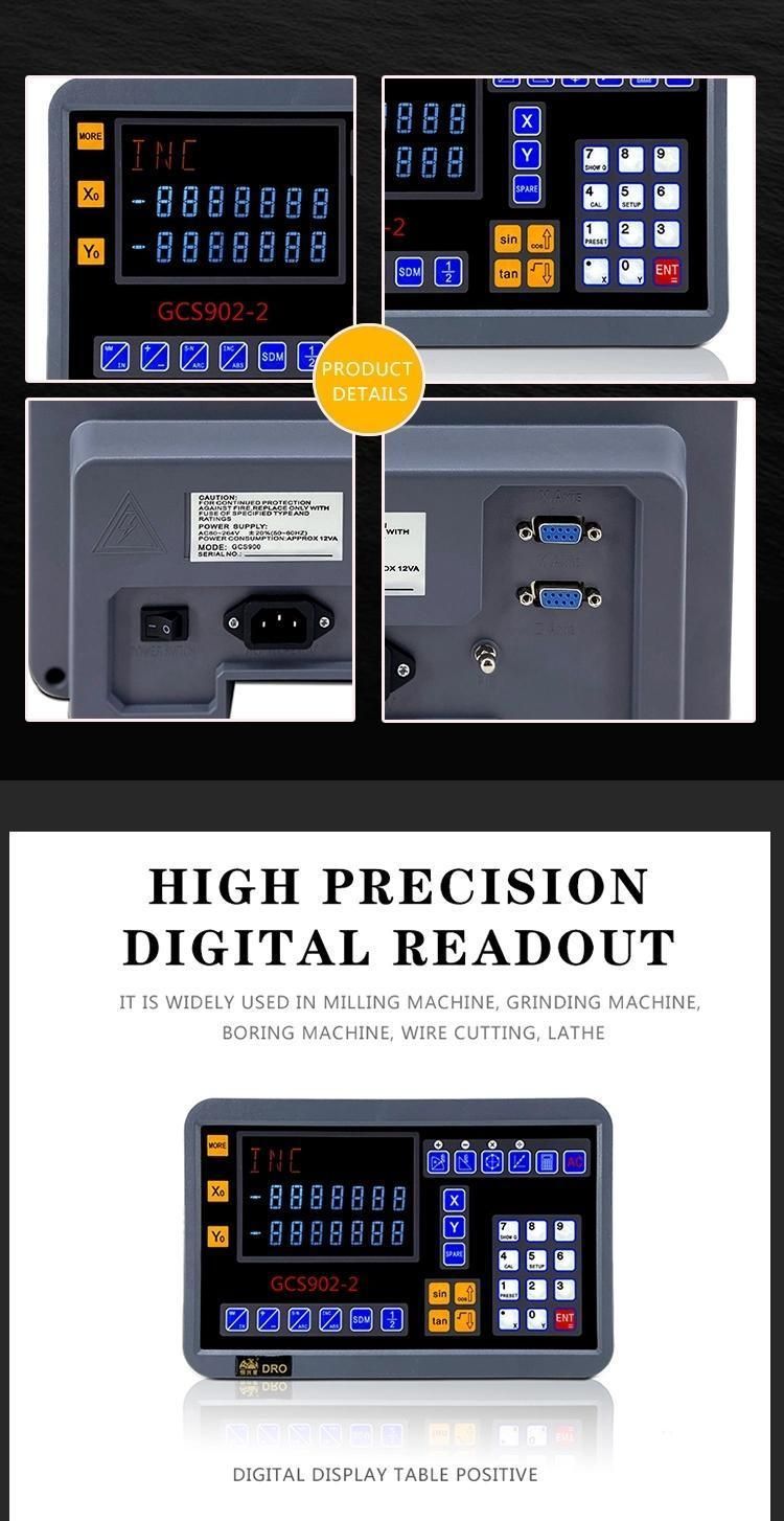 Professional LCD Dro 2 Axis Dro Digital Readout Meter for Small Milling Machine