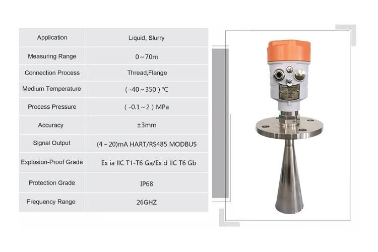 Non-Contact Continuous Level Measurement Radar Level Gauge for Storage Tanks