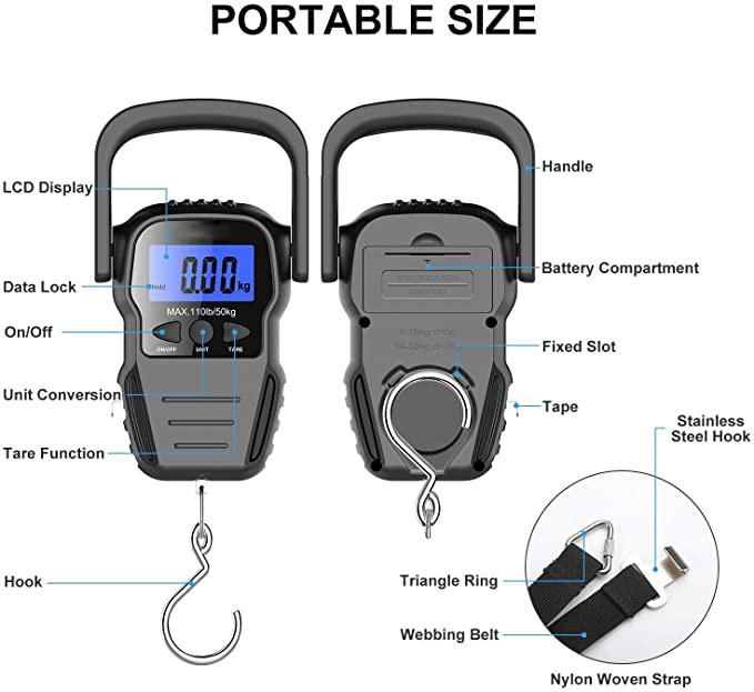 50kg Multifunctional LCD Display Electronic Hanging Weighing Luggage Scale Digital for Travel