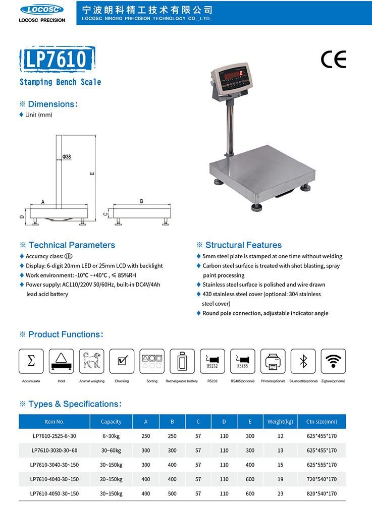 High Precision Stainless Steel Waterproof Bench Scale