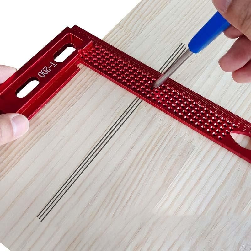 Woodworking Multi-Function Right Angle Ruler 7075 Aluminum Alloy Scribing Ruler L Angle Ruler Hole Ruler Woodworking Tools