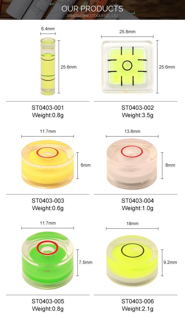 Hot Selling High Accuracy Cylinder-Shaped Mini Spirit Level Bubble for Spirit Level