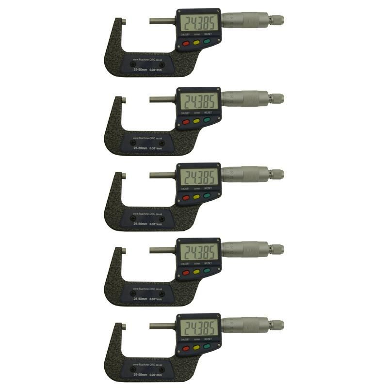 25-50mm (1-2 inch) External/Outside Digital Micrometer with Large Display