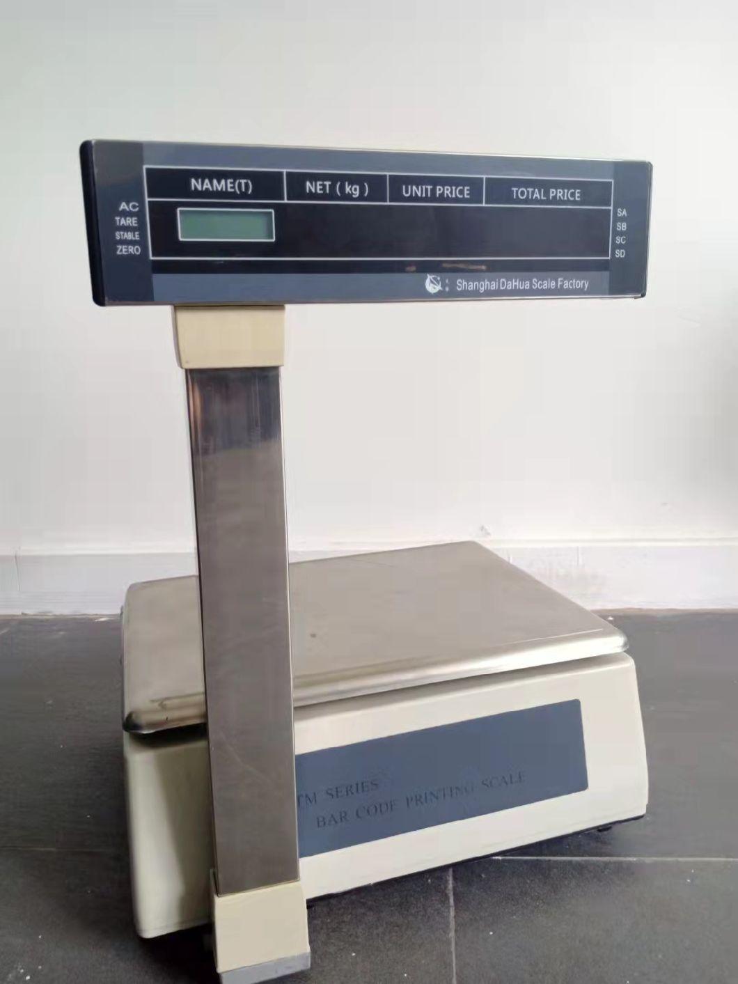 Shopping Markets 30kg Platform Scale Electronic Barcode Printing Scales