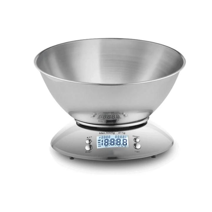 5kg LCD Display Stainless Steel Kitchen Scale Bowl