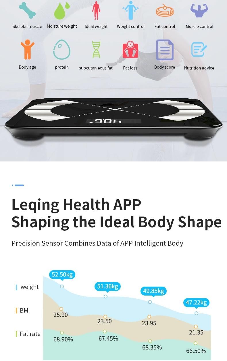 Global Version Original Xiaomi Mi Body Fat Scale 2 Fat Test with Hidden LED Display (BRS-AD02)